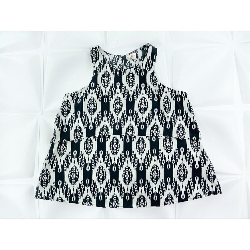 Francesca's Sz M Layered Black Contrast Aztec Print ikat Blouse Tank Top